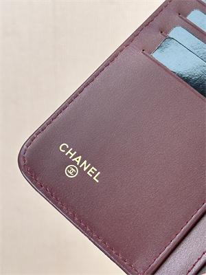 Ch*el snap wallet grained calfskin gold tone metal black a48667