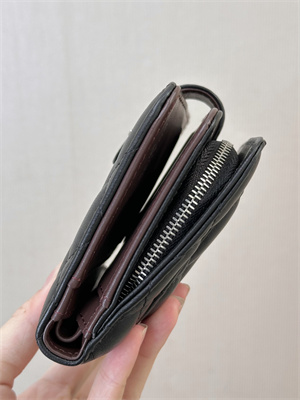 Ch*el snap wallet lambskin silver tone metal black a48667