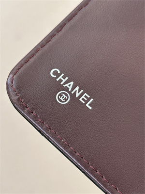 Ch*el snap wallet lambskin silver tone metal black a48667