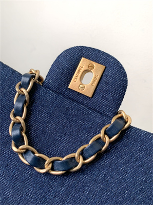 Cha.nel Mini Classic Flap Bag Denim Gold Tone Metal 01116