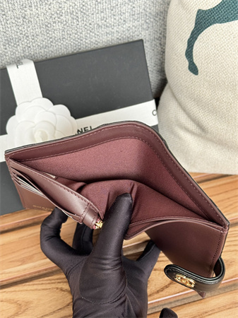 Ch*el passport holder in lambskin gold tone metal black ap3658