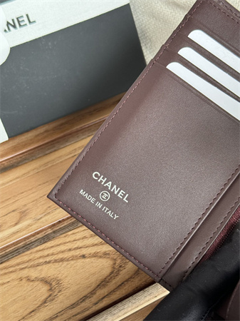 Ch*el passport holder in lambskin silver tone metal black ap3658