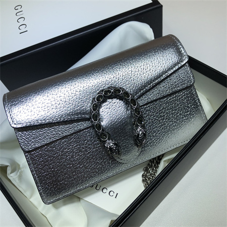 gu.cci dionysus S*per mini bag silver leather 476432