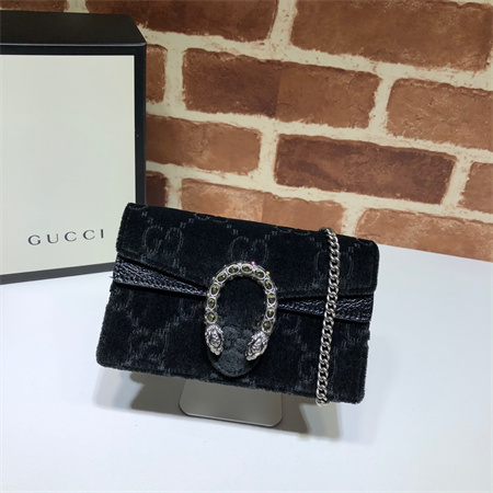 gu.cci dionysus S*per mini bag black velvet & leather 476432