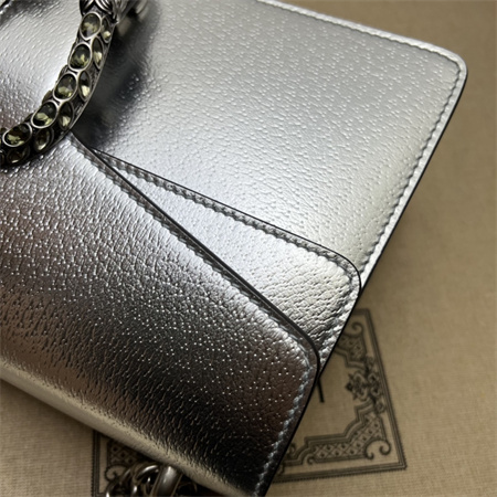 Gu.cci Dionysus small shoulder bag Silver Leather 400249