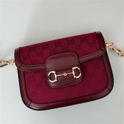 Gu.cci Horsebit 1955 Mini Bag GG Canvas Burgundy 658574