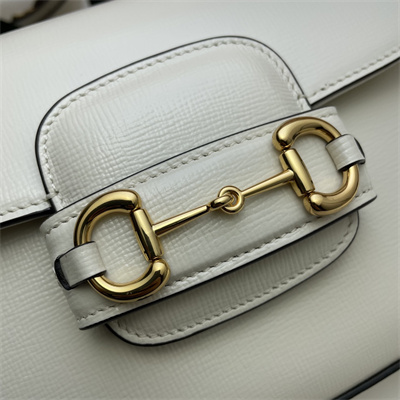 Gu.cci Horsebit 1955 Mini Bag White Leather 658574
