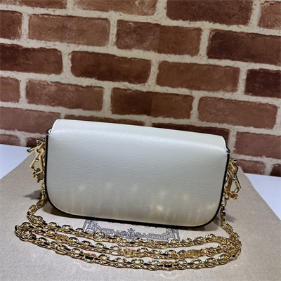 Gu.cci Horsebit 1955 Small Shoulder Bag White Leather 735178