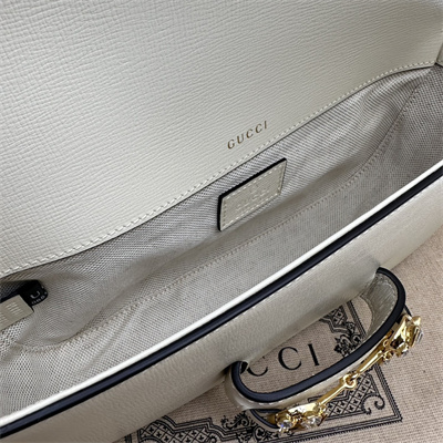 Gu.cci Horsebit 1955 Small Shoulder Bag White Leather 735178