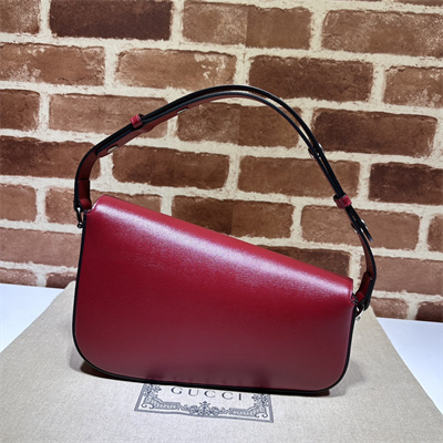 Gu.cci Horsebit 1955 Small Shoulder Bag Burgundy Leather 764155