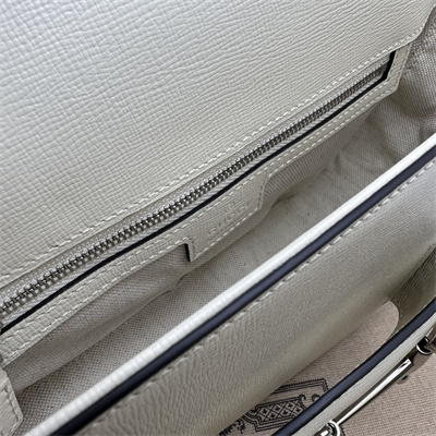Gu.cci Horsebit 1955 Small Shoulder Bag White Leather 764155