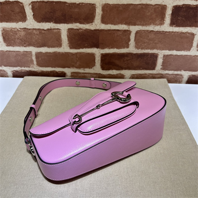 Gu.cci Horsebit 1955 Small Shoulder Bag Pink Leather 764155