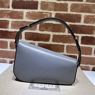 Gu.cci Horsebit 1955 Small Shoulder Bag Grey Leather 764155