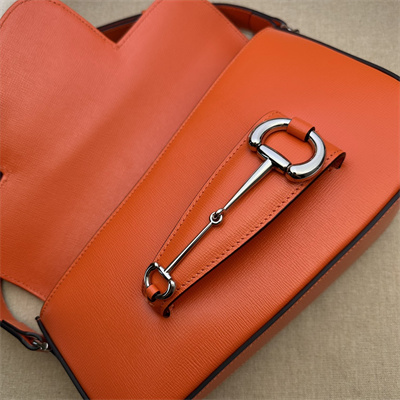 Gu.cci Horsebit 1955 Small Shoulder Bag Orange Leather 764155