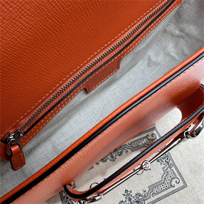 Gu.cci Horsebit 1955 Small Shoulder Bag Orange Leather 764155