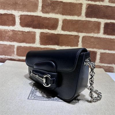 Gu.cci Horsebit 1955 Mini Shoulder Bag Black Leather 774209