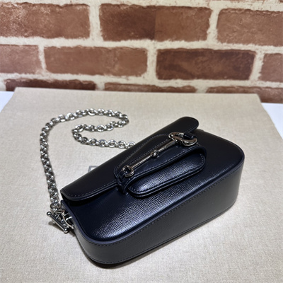 Gu.cci Horsebit 1955 Mini Shoulder Bag Black Leather 774209