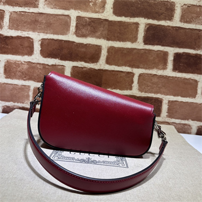 Gu.cci Horsebit 1955 Mini Shoulder Bag Burgundy Leather 774209