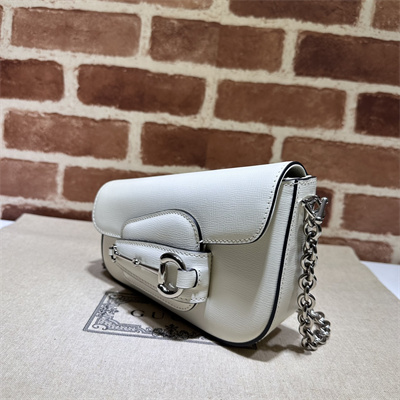 Gu.cci Horsebit 1955 Mini Shoulder Bag White Leather 774209