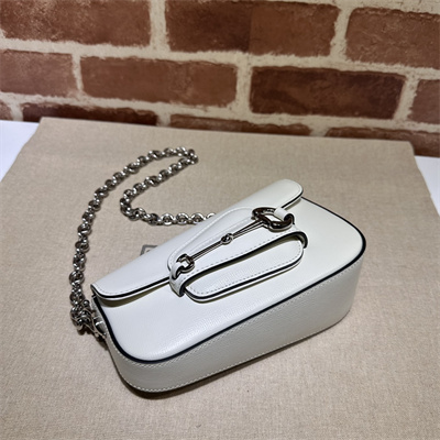 Gu.cci Horsebit 1955 Mini Shoulder Bag White Leather 774209