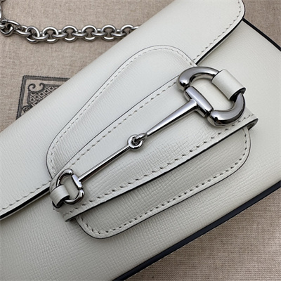 Gu.cci Horsebit 1955 Mini Shoulder Bag White Leather 774209