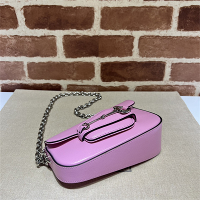 Gu.cci Horsebit 1955 Mini Shoulder Bag Pink Leather 774209