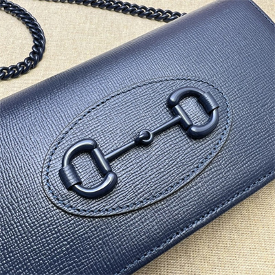 Gu.cci Horsebit 1955 Wallet With Chain Navy Leather 621892