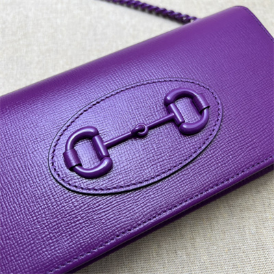 Gu.cci Horsebit 1955 Wallet With Chain Purple Leather 621892