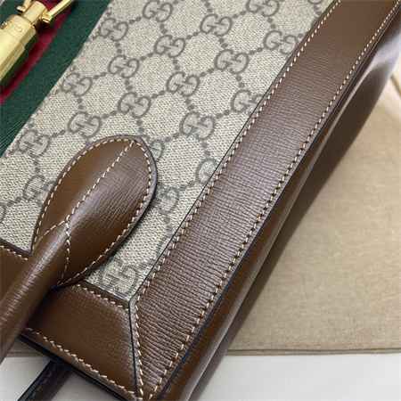 Gu.cci Jackie 1961 Medium Tote Bag GG Canvas&Brown Leather 649016