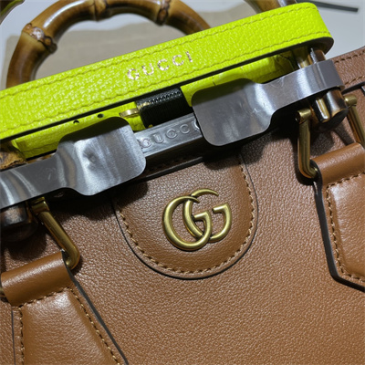 Gu.cci Diana Mini Tote Bag Brown Leather 655661