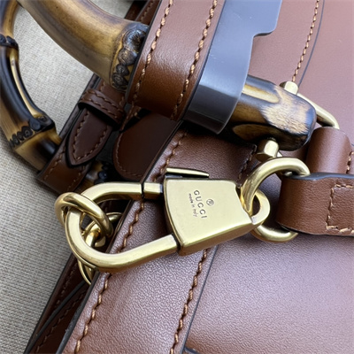 gu.cci diana small tote bag brown leather with G*u*i printing 660195