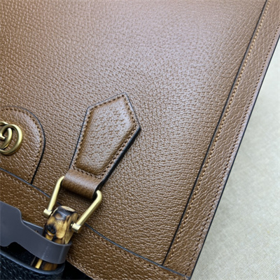 Gu.cci Diana Small Tote Bag Brown Leather 2 Straps 702721