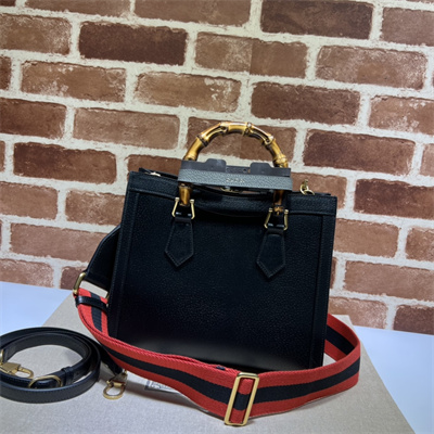 Gu.cci Diana Small Tote Bag Black Leather 2 Straps 702721