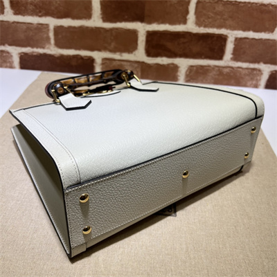 Gu.cci Diana Small Tote Bag White Canvas 2 Straps 702721