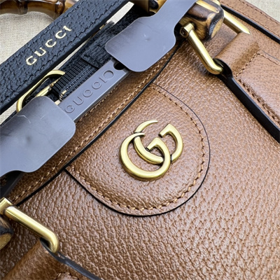 Gu.cci Diana Mini Tote Bag Brown Leather 2 Straps 702732