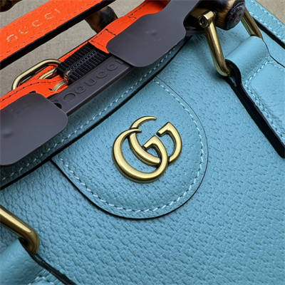 Gu.cci Diana Mini Tote Bag Blue Leather 2 Straps 702732