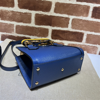 Gu.cci Diana Mini Tote Bag Blue Leather 2 Straps 702732