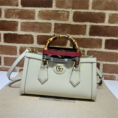 Gu.cci Diana Small Shoulder Bag White Leather 735153