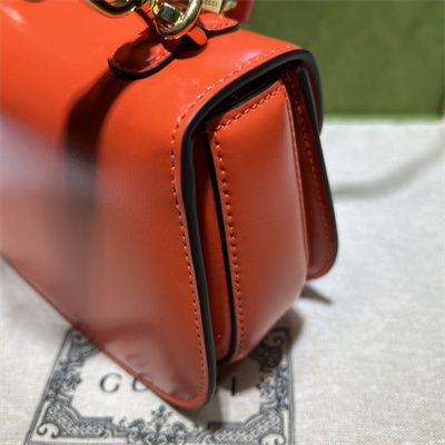 Gu.cci Bamboo 1947 Mini Top Handle Bag Orange Leather 686864