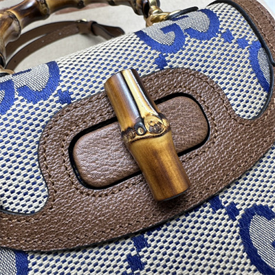 Gu.cci Bamboo 1947 Blue Jumbo GG Mini Top Handle Bag 686864