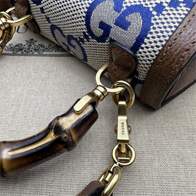 Gu.cci Bamboo 1947 Blue Jumbo GG Mini Top Handle Bag 686864