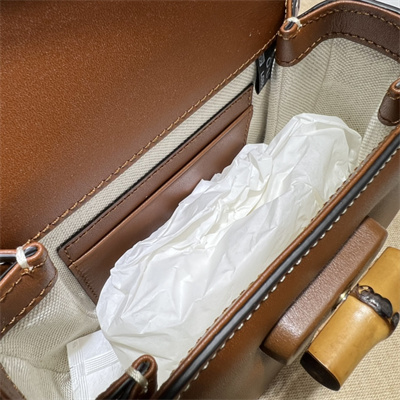 Gu.cci Bamboo 1947 Mini Top Handle Bag Vintage Brown Leather 686864