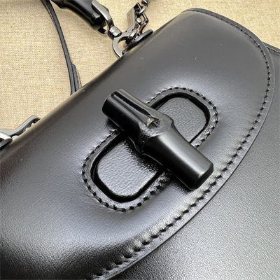 Gu.cci Bamboo 1947 Mini Top Handle Bag Black Leather 686864