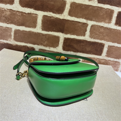 Gu.cci Bamboo 1947 Mini Top Handle Bag Green Leather 686864