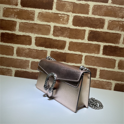 Gu.cci Dionysus Small Rectangular Bag Rose Gold Leather 499623