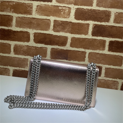 Gu.cci Dionysus Small Rectangular Bag Rose Gold Leather 499623