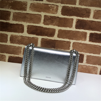 Gu.cci Dionysus Small Rectangular Bag Silver Leather 499623