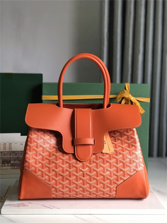Go*ard saigon tote bag Go*ardine canvas & chevroches calfskin orange