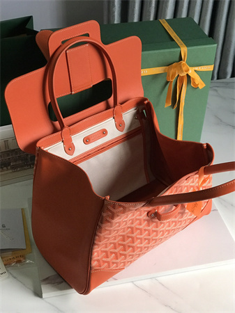 Go*ard saigon tote bag Go*ardine canvas & chevroches calfskin orange