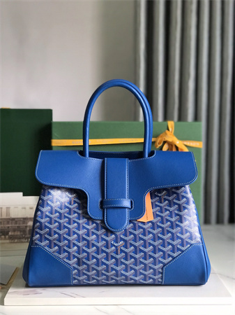 Go*ard saigon tote bag Go*ardine canvas & chevroches calfskin sky blue